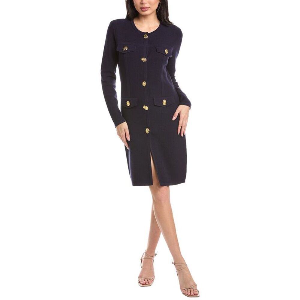 St. John Womens  Pique Knit Midi Dress, Navy